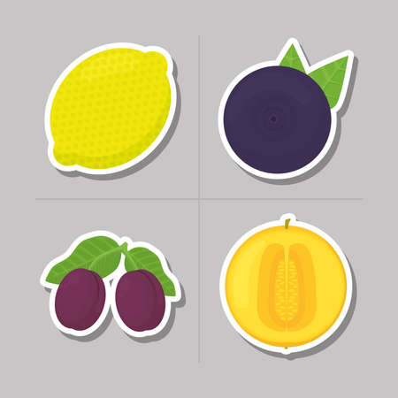 fruits icon setのイラスト素材