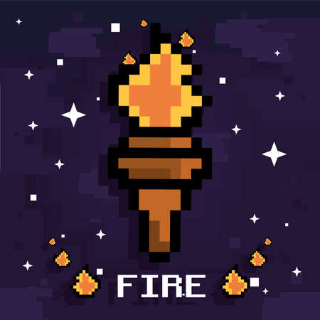 pixelated torch cardのイラスト素材