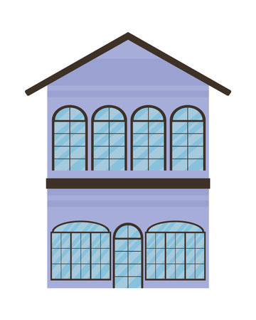 purple two floor houseのイラスト素材