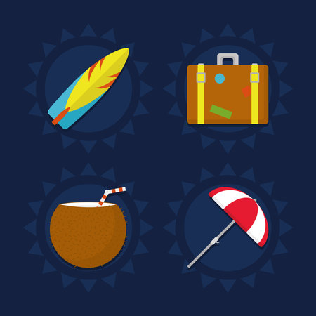 travel and beach setのイラスト素材
