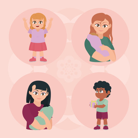mothers and kids setのイラスト素材
