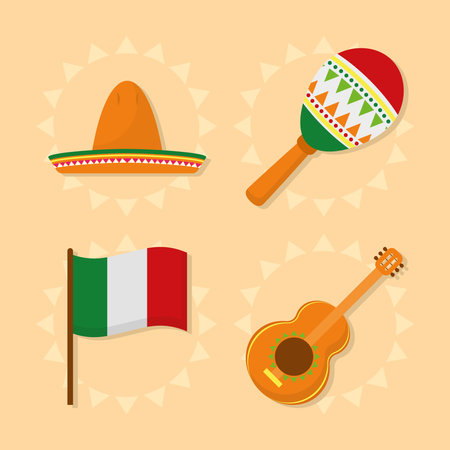 mexican icons setのイラスト素材