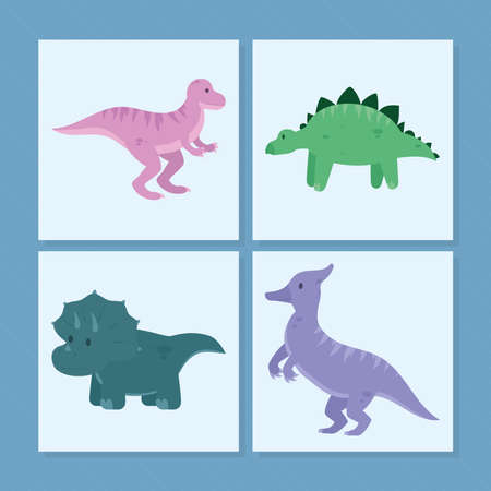 dinosaurs icon setのイラスト素材