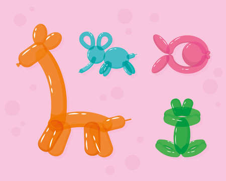 animal balloons icon collectionのイラスト素材