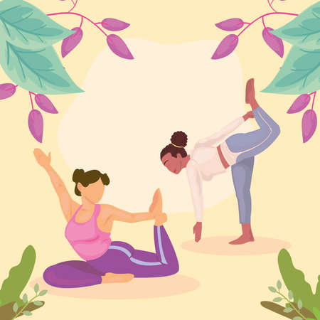 women doing yogaのイラスト素材