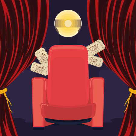 cinema chair and ticketsのイラスト素材