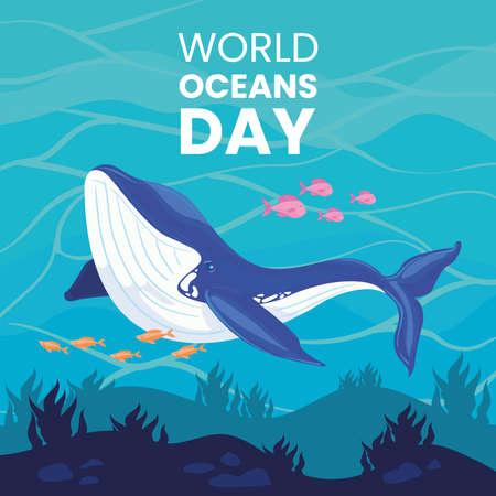 world ocean day posterのイラスト素材