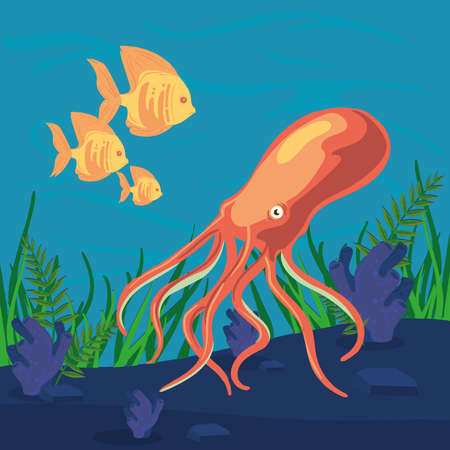 octopus in the oceanのイラスト素材