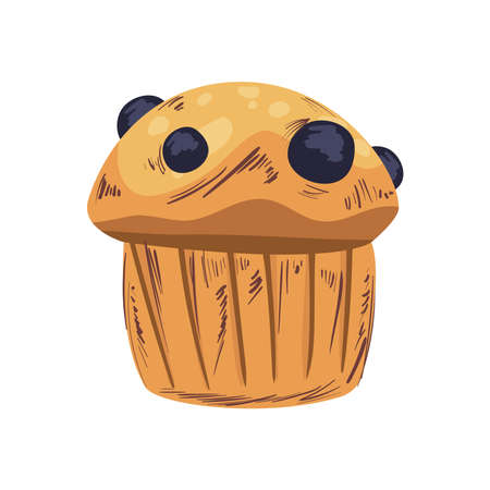flat blueberry muffin designのイラスト素材