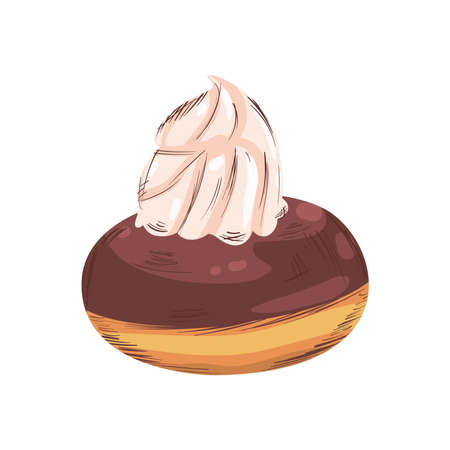 flat chocolate donut illustrationのイラスト素材