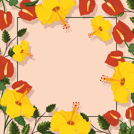 flowers frame designのイラスト素材