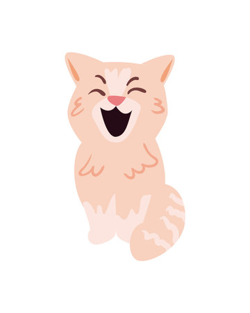 flat yawning catのイラスト素材