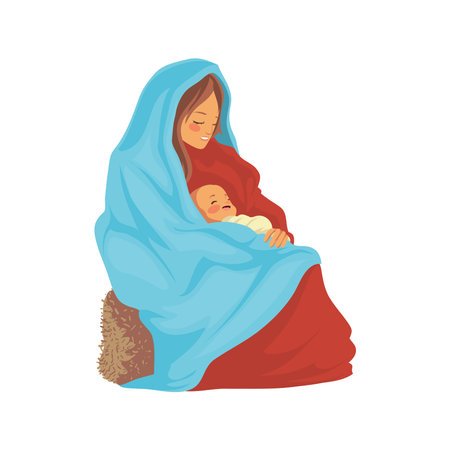saint mary and jesusのイラスト素材