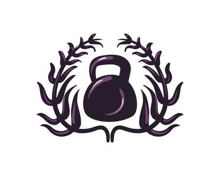 flat dumbbell with leavesのイラスト素材