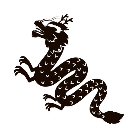 dragon silhouette iconのイラスト素材