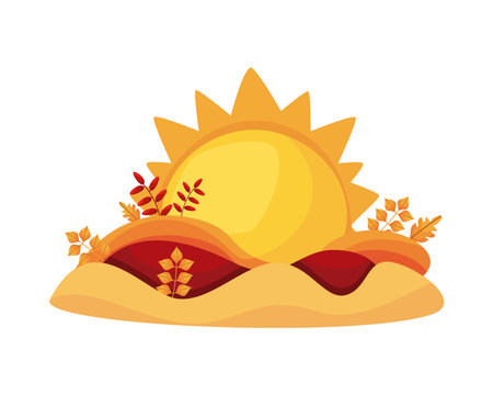 flat fall sunsetのイラスト素材