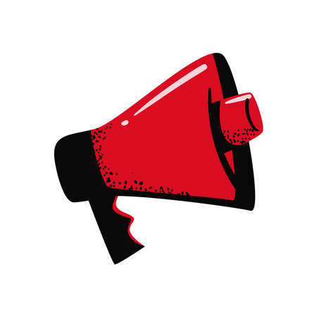 flat black and red megaphoneのイラスト素材