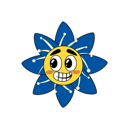 flat smiling flowerのイラスト素材