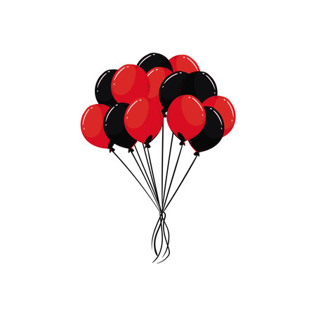 flat black and red balloonsのイラスト素材