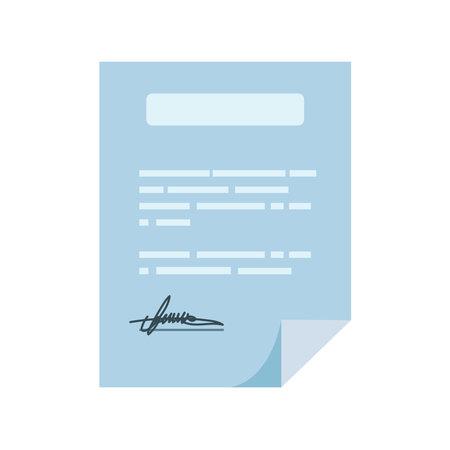 blue document with a signatureのイラスト素材