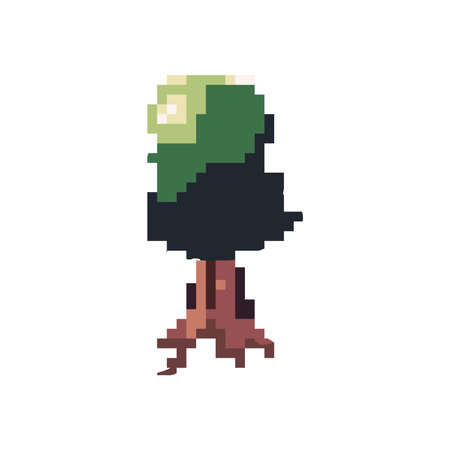 flat pixelated treeのイラスト素材
