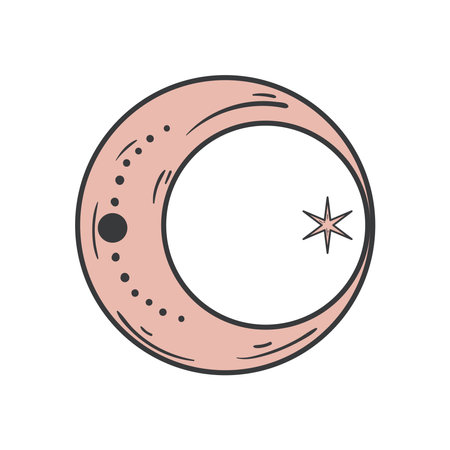 flat astrology moon and starのイラスト素材