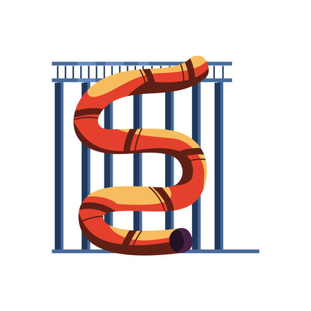 flat orange water park slideのイラスト素材