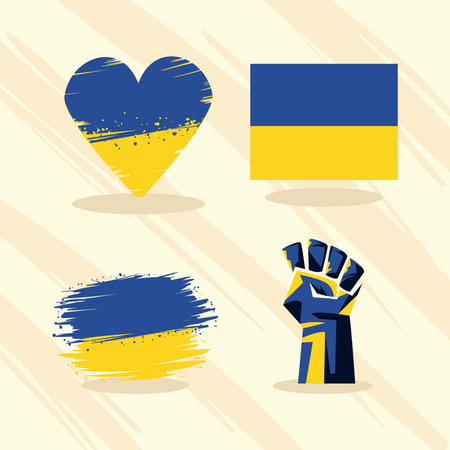 flat ukraine iconsのイラスト素材