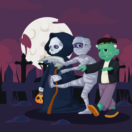 halloween card with monstersのイラスト素材