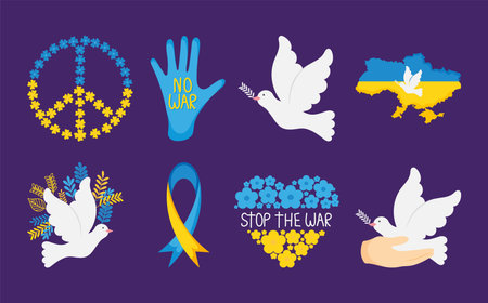 ukraine no war icon collectionのイラスト素材