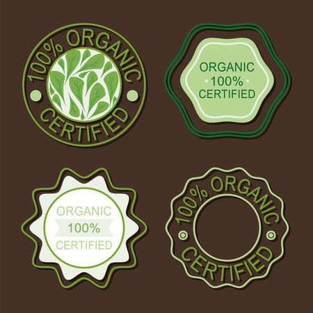 organic certified labelsのイラスト素材