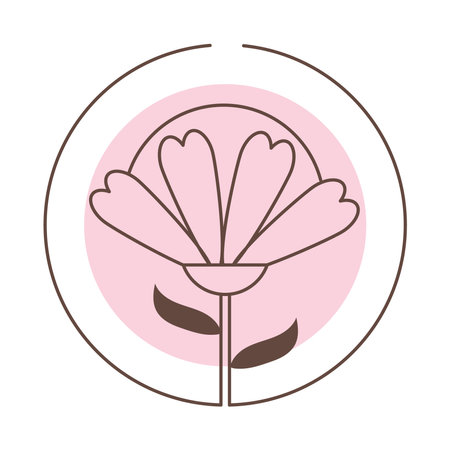decorative pink flower badgeのイラスト素材