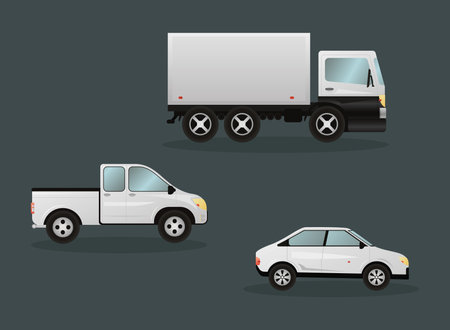 vehicles mockup icon setのイラスト素材