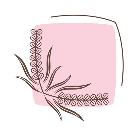 decorative leaves frame badgeのイラスト素材