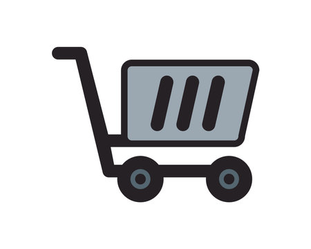 flat shopping cartのイラスト素材