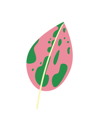 flat pink leaf with green spotsのイラスト素材