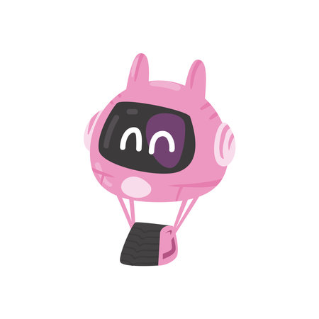 flat happy pink robotのイラスト素材