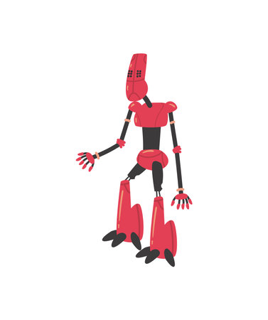 flat red robot designのイラスト素材