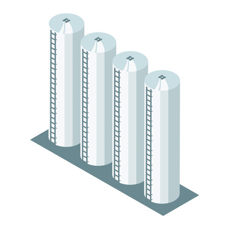 isometric factory towersのイラスト素材
