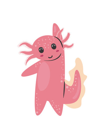 flat pink axolotl illustrationのイラスト素材