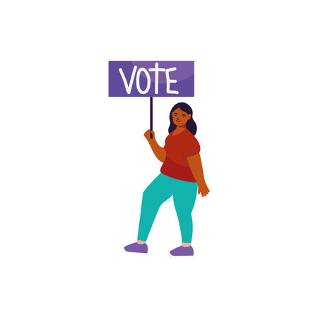 girl with vote signboardのイラスト素材