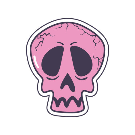 flat pink skull illustrationのイラスト素材