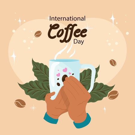 international coffee day illustrationのイラスト素材