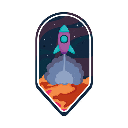space badge with rocketのイラスト素材