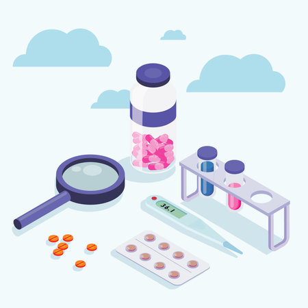 isometric medicine cartelのイラスト素材