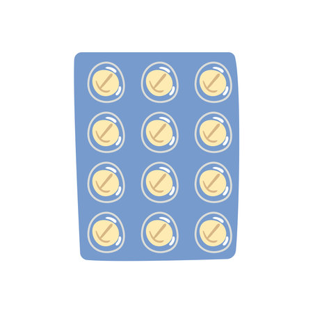 flat yellow pills tabletのイラスト素材
