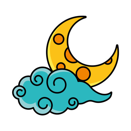 moon with blue cloudのイラスト素材