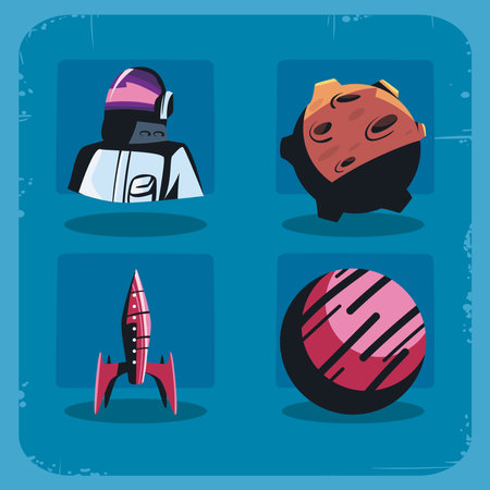 flat space iconsのイラスト素材