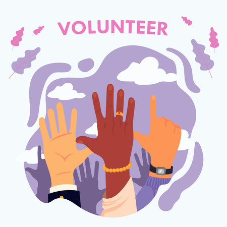 colored hand volunteerのイラスト素材