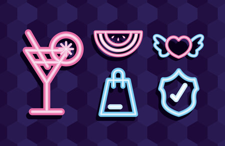 flat neon signboardsのイラスト素材
